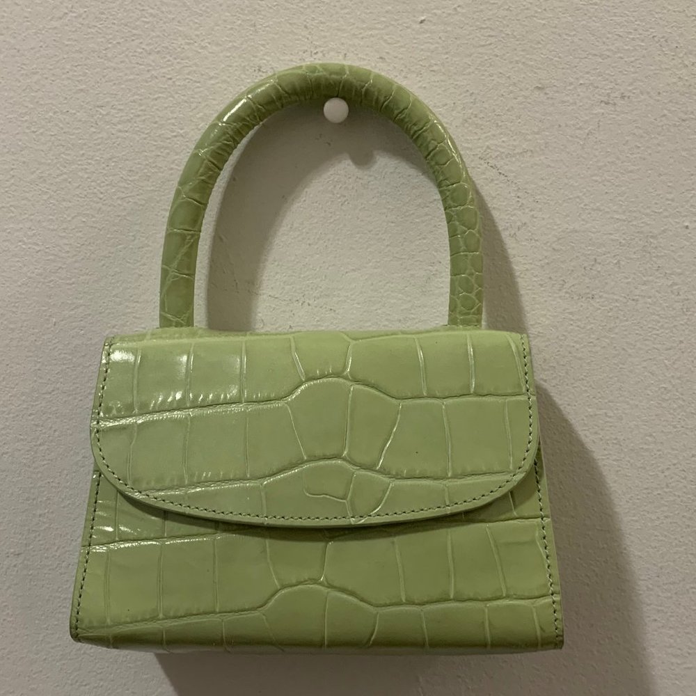 By Far Mini Green Crock Leather Mini Handbag